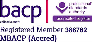 BACP Accreditation Badge. Member number 386762